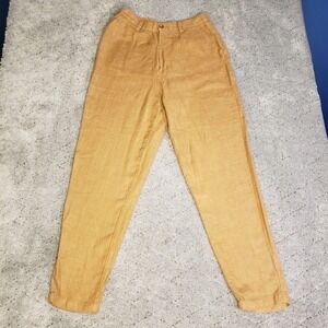 Gap Pants Womens 14 Brown 100% Linen High Rise Loose Fit Relaxed Lagenlook Taper